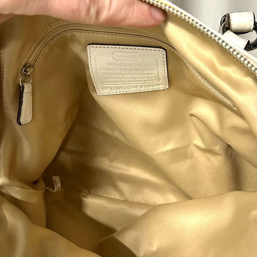 Coach Vermillion Park Kathryn Triple Zip White Soft Pebble Leather Satchel Bag